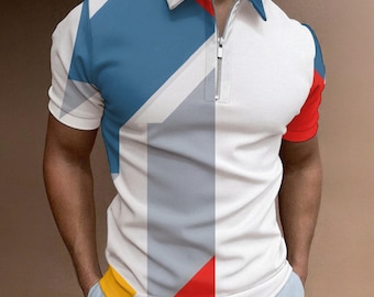 Men's Half Zip Polo Shirt - "Geo Sharp"
