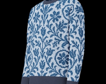 Pull unisexe coupe décontractée en maille à col rond - « Delft Reverie »