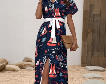 Women's Shirt Dress - Sail Away