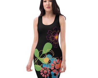 Women's Bodycon dress - “Botanical After Dark”
