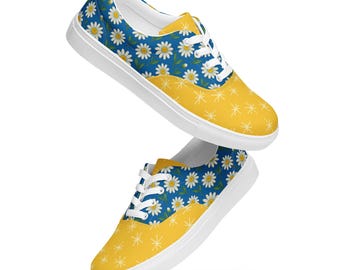 Women’s lace-up canvas shoes - “Petals & Stardust”