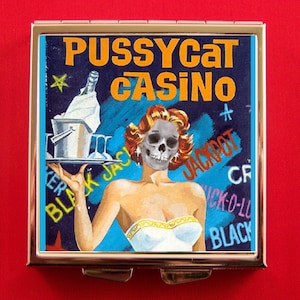Pill Box Creepy Sexy Pulp Pinup Pinup Pussycat Casino Waitress Vintage Bizarre Creepy Eerie Retro Horror Skull Kitsch
