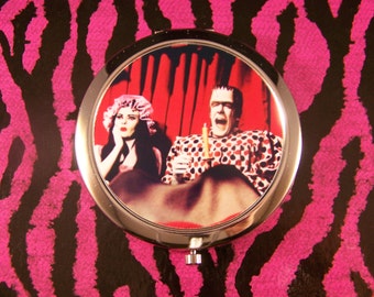 Compact Mirror Lily Munster and Herman Munster Bedtime The Munsters Creepy Unique Retro Vintage Horror