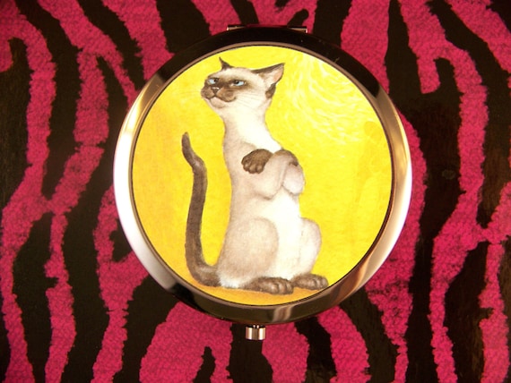Compact Mirror Adorable Tough Sassy Siamese Cat Kitten Kawaii Etsy