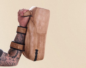 Leather Muay Thai Pads Cowhide Kickboxing Shield MMA Training Pad Martial Arts Strike Pad Coach Gear Handmade