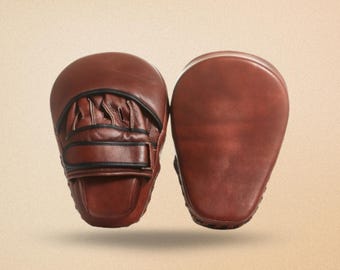 Handcrafted Leather Focus Mitts, Boxing Training Pads, MMA Focus Pads, Muay Thai Kickboxing Mitts, Coach Strike Pads