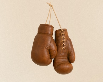 Vintage Leather Boxing Gloves, Handmade Cowhide Boxing Gloves, Retro Training Gloves, Boxing Decor Gift, Fighter Memorabilia