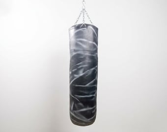 Black Leather Punching Bag, Handmade Heavy Boxing Bag, MMA Training Equipment, Kickboxing Heavy Bag, Home Gym Workout Gear