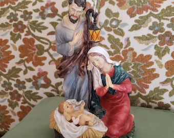 Holy Family figurine, painted plaster