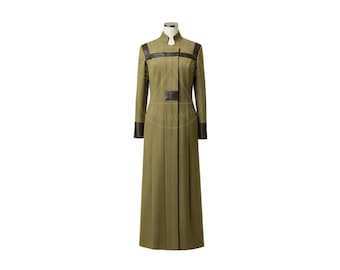 Olive Officer's Long Coat – Sci-fi Military Style Trench With