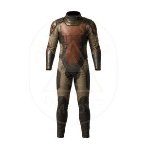Olive & Rust Tactical Flight Suit – Pansarjumpsuit i Sci-Fi-stil med förstärkta paneler