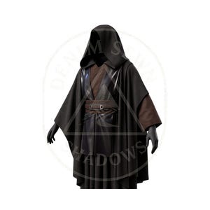 Jedi-Inspired Brown Hooded Cloak Robe Outfit – Sci-Fi Warrior Cosplay Costume