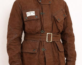 Brown Waxed Canvas Field Jacket – Vintage Style Belted Outdoor Coat