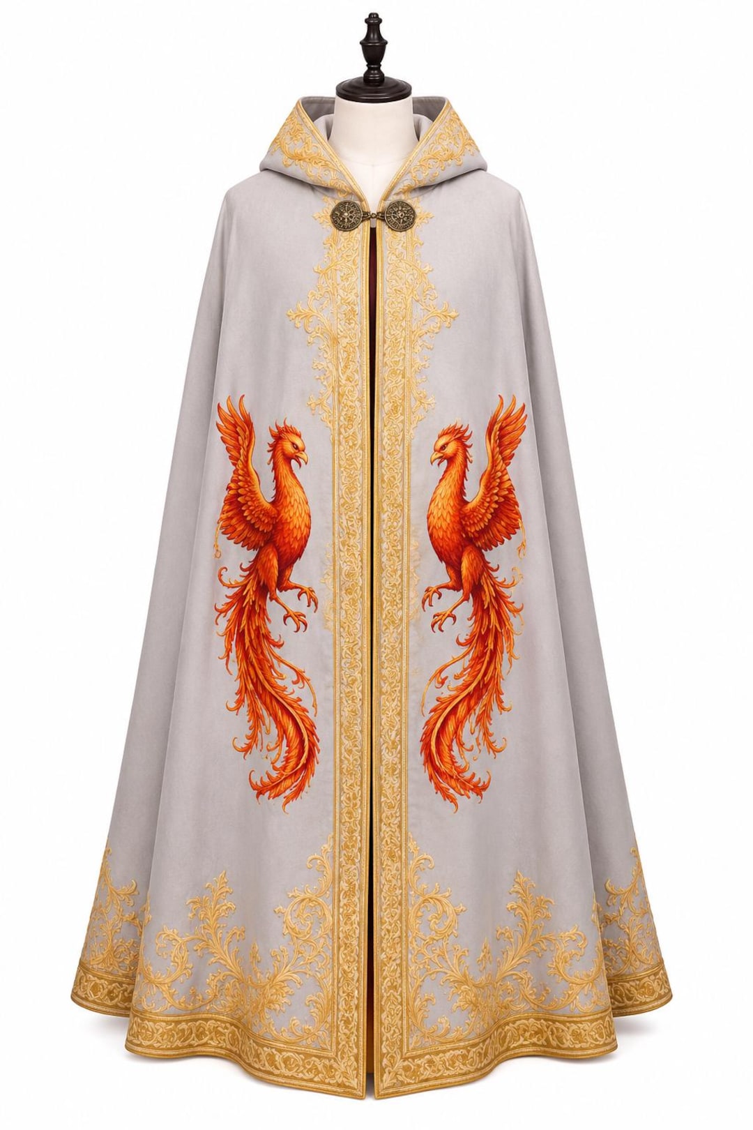Phoenix Sublimation Printed Hooded Cloak & Robe Set, Fantasy Medieval ...