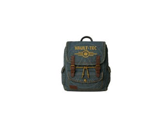 Fallout Vault-Tec Canvas Backpack: Wasteland Cosplay Bag with Leather Straps