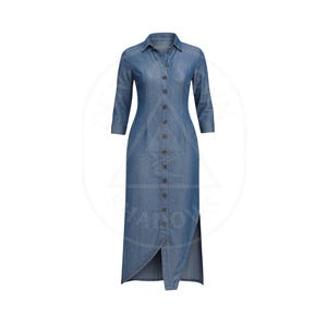 Denim Button-Up Maxi Shirt Dress