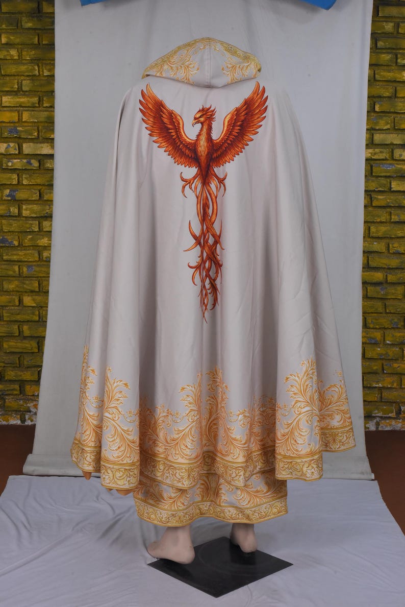 Phoenix Sublimation Printed Hooded Cloak & Robe Set, Fantasy Medieval ...
