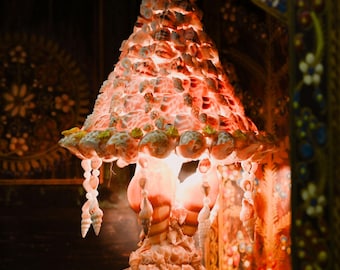 Handgemachte Seashell Tischlampe: Boho Küstennachtlicht