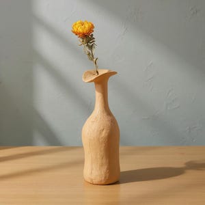 Jarrón de cerámica Morandi Art / Decoración orgánica abstracta moderna nórdica / Jarrón de arcilla rústica primitiva / Estante minimalista para sala de estar