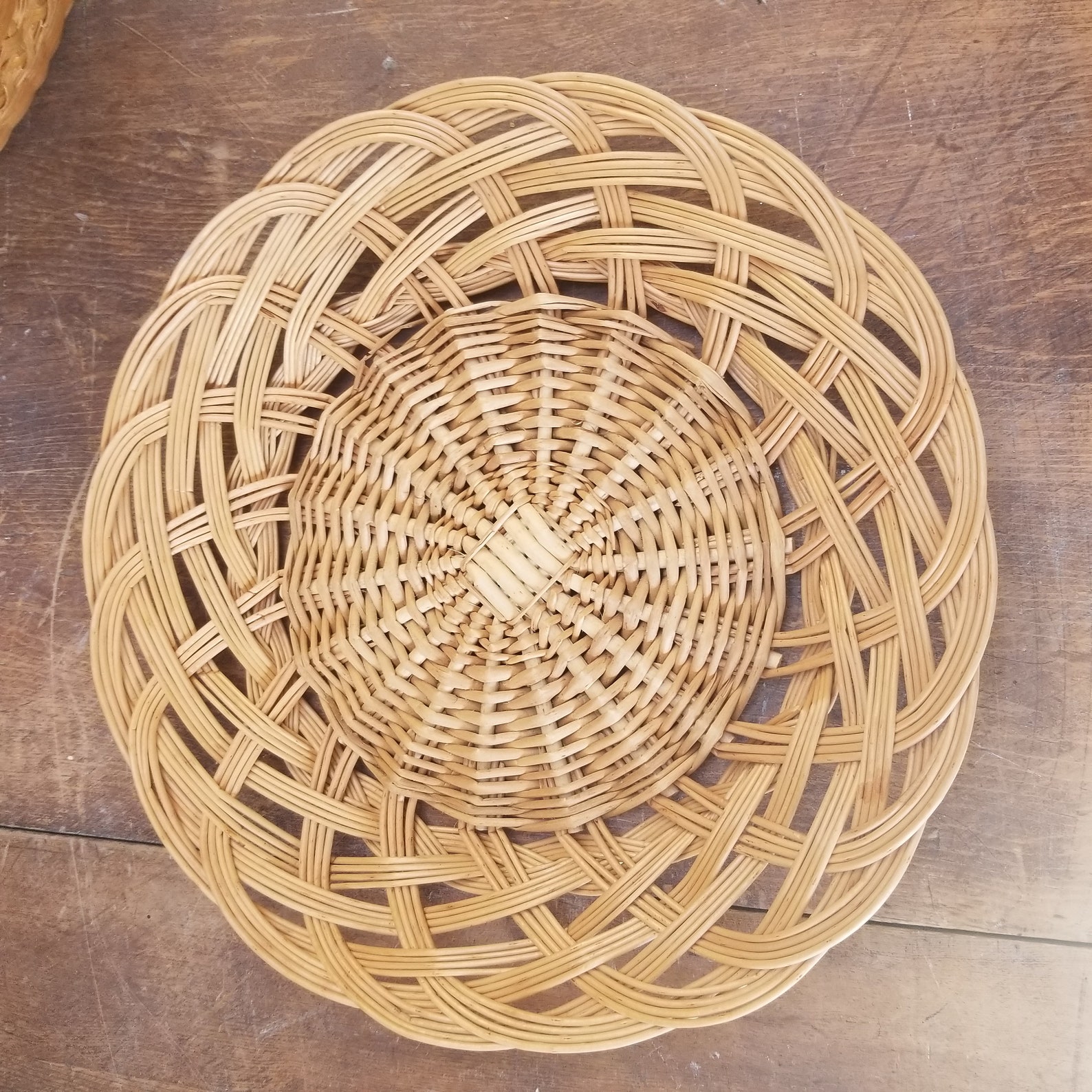 Shallow wicker basket 13 dia x 11/2 deep Etsy