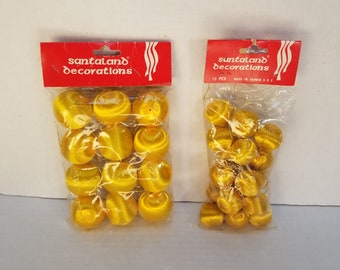 Mustard Yellow Unbreakable Ornaments Gold Satin Ball still in package