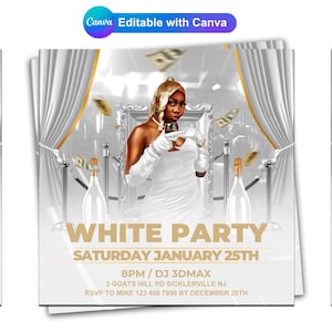 Editable All White Birthday Flyer, All White Invitation, All White Affair, All White Party Flyer, All White flyer, White Party Invitation