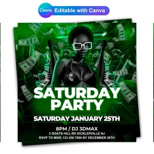 Money Party Flyer Template, Money Theme Party Invitation, money birthday Flyer, Money Club Flyer, Cash Money flyer, Money Night Flyer