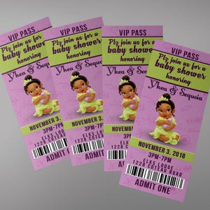 Princess Tiana Baby Shower Ticket Invitation (Digital Download)
