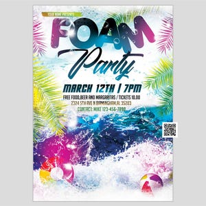 Foam Birthday Party Invitation: Summer Flyer Design (5x7 inches)