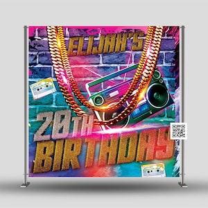 90's Hip Hop Party Photo Backdrop, 80's Party Backdrop, 90s Hip Hop Birthday Backdrop, 90's Hip Hop Banner, 90's Birthday Photo Backdrop