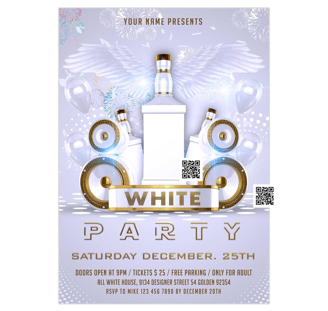 All White Party Invitation, Pure White Party Invite, White Birthday ...