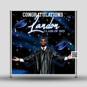 Graduation Party Photo Booth Backdrop, Personalized Virtual