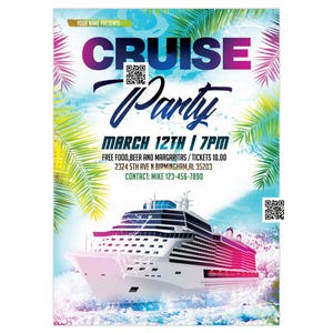 Kreuzfahrt-Party-Einladung, Kreuzfahrt-Geburtstags-Party-Flyer, Kreuzfahrt-Party einladen, Boot-Party-Flyer-Design, Kreuzfahrt-Hochzeits-Party-Einladung