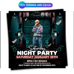 Editable Night Party Flyer: Canva Template (Digital Download)