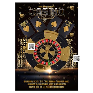 Casinoavondflyer, casinoverjaardagsuitnodiging, pokerflyerontwerp, casinoavondfeestflyer, casinoverjaardagsuitnodiging, flyer gokfeest