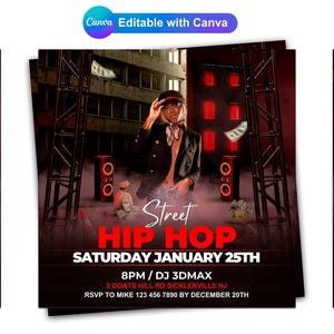 Editable Club Party Flyer, Birthday Party Flyer, Hip Hop Night Party Flyer, Club Birthday Party Invitation, Night Club Flyer, DJ Party Flyer