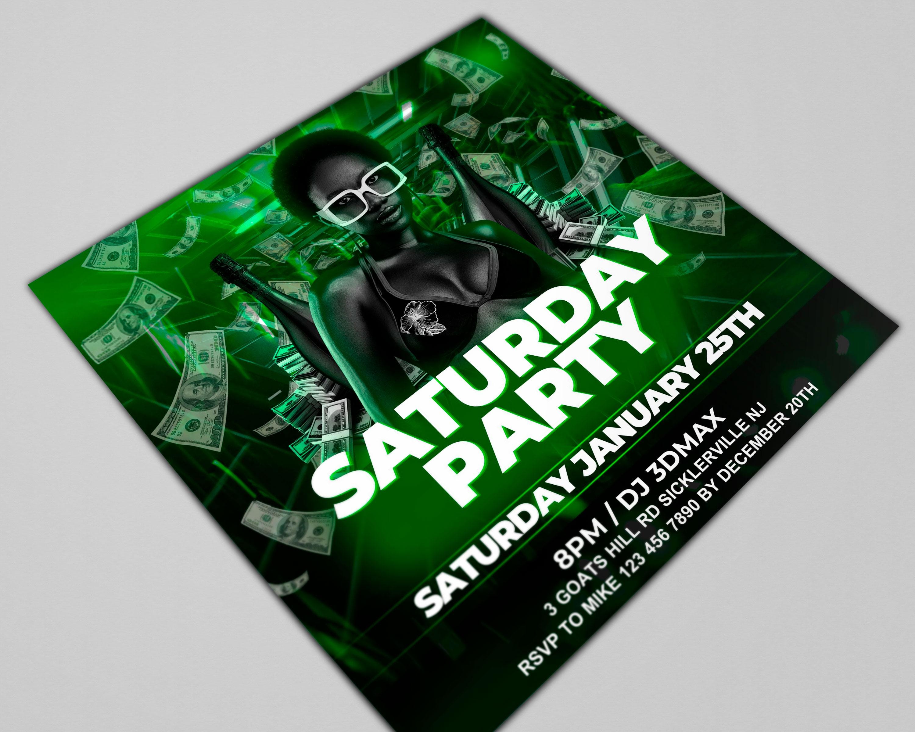 Money Party Flyer Template, Money Theme Party Invitation, Money Birthday Flyer, Money Club Flyer ...