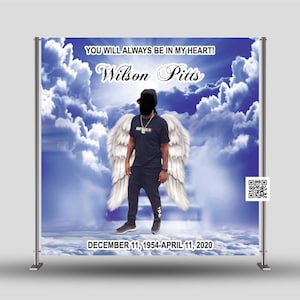 Funeral Backdrop, Memorial Photo Backdrop, Celebration of Life Backdrop, Memorial Banner, Funeral Banner, In Loving Memory Backdrop