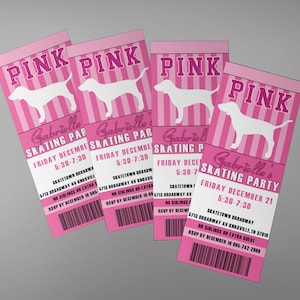 Victoria secret invitation ticket, Victoria secret pink ticket, Victoria secret birthday invitation, Victoria secret pink invite, printable