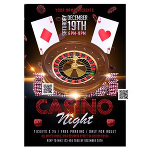 Verjaardagsflyer Casino Night: Gepersonaliseerde feestuitnodiging (5 x 7 inch)