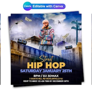 Hip Hop Party Flyer: Editable Club Event Template (Canva)