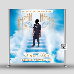 Celebration of Life Backdrop, Funeral Backdrop, Memorial Photo Backdrop, Memorial Banner, Funeral Banner, In Loving Memory Backdrop