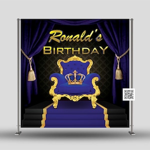 Royal Blue Birthday Backdrop, King Party Backdrop, Royal Blue Banner, Prince Party Backdrops, Royal Photo Backdrop, King Birthday Backdrop