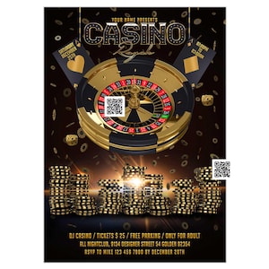 Casinoavondflyer, casino royale-uitnodiging, pokerflyerontwerp, casinoavondfeest, casinoverjaardagsuitnodiging, flyer gokfeest