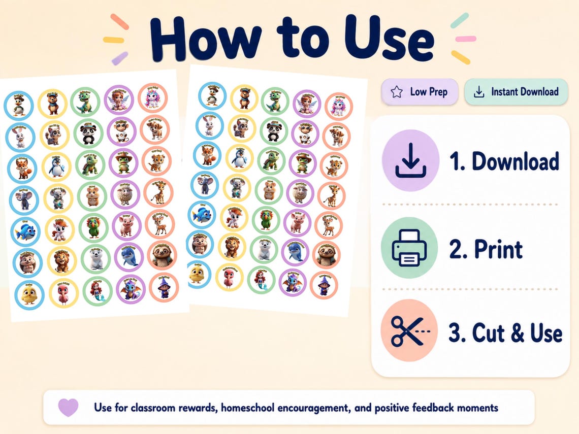 Printable Reward Stickers for Kids, English & Italian Classroom Rewards