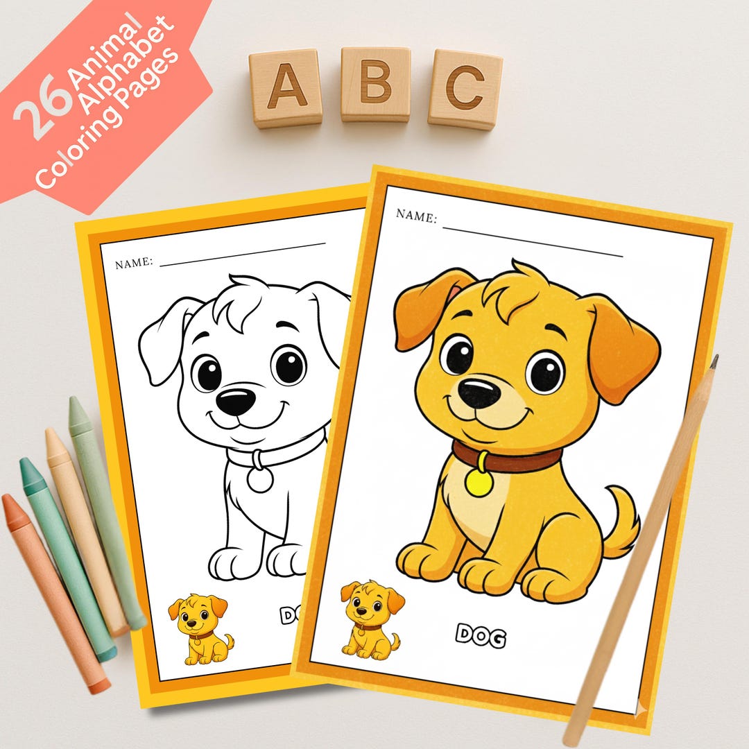 Animal Alphabet Coloring Pages A to Z, Preschool Letter Learning ...
