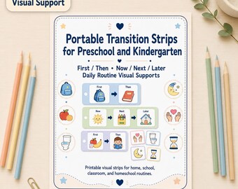 First Then Transition Strips for Preschool, Kindergarten Visual Routine Cards for Home and School