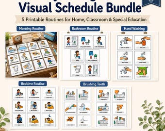 Visual Schedule Cards Bundle for Kids, Morning, Bedtime and Hygiene