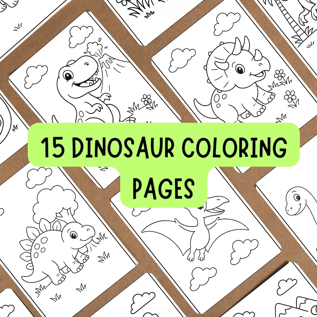Roar With Color: Dinosaur Coloring Pages for Kids, 15 Page Printable ...