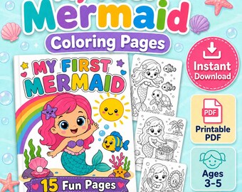 Mermaid Coloring Pages Printable for Preschool Kids Ages 3-5